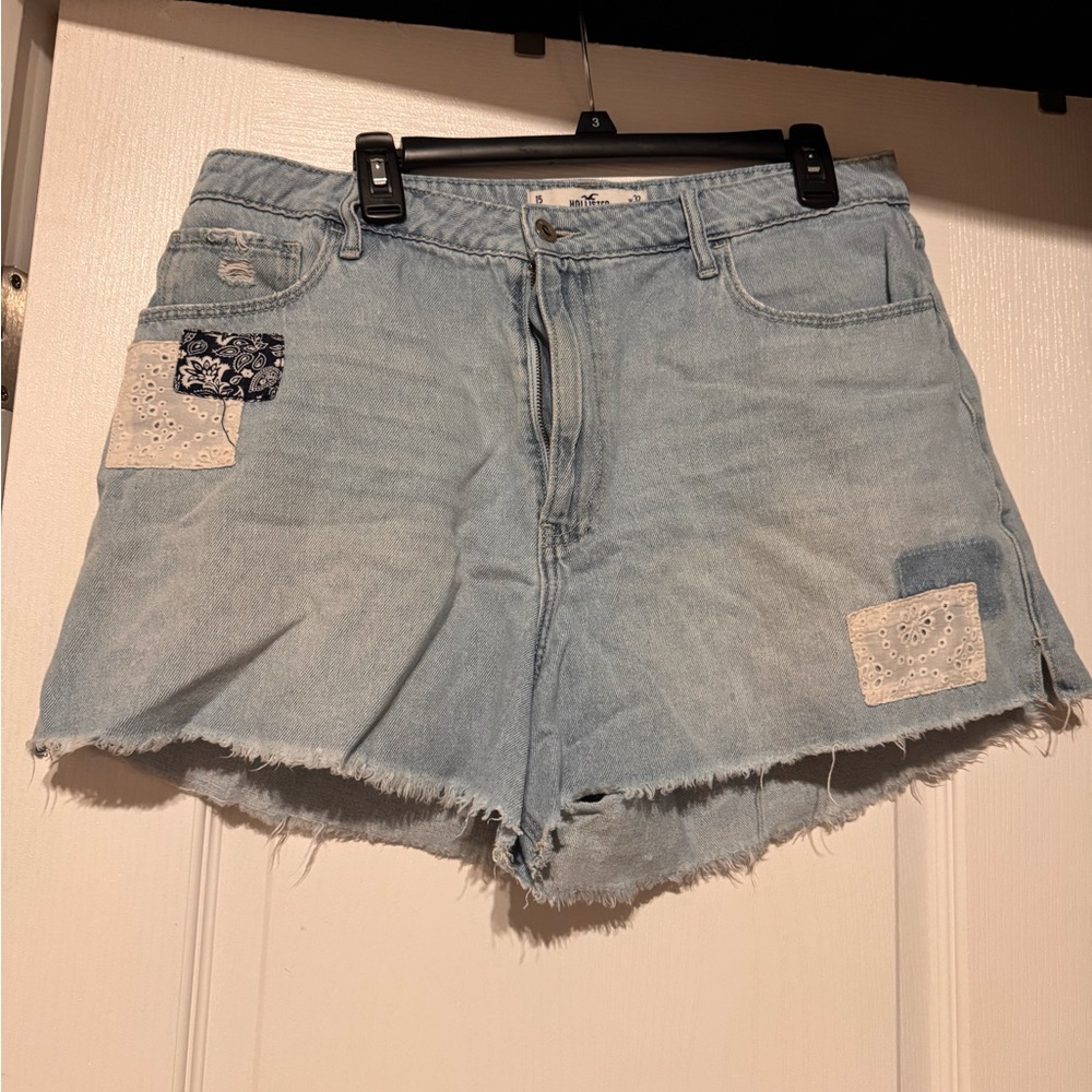 Hollister Light Blue Jean Shorts with Patchwork